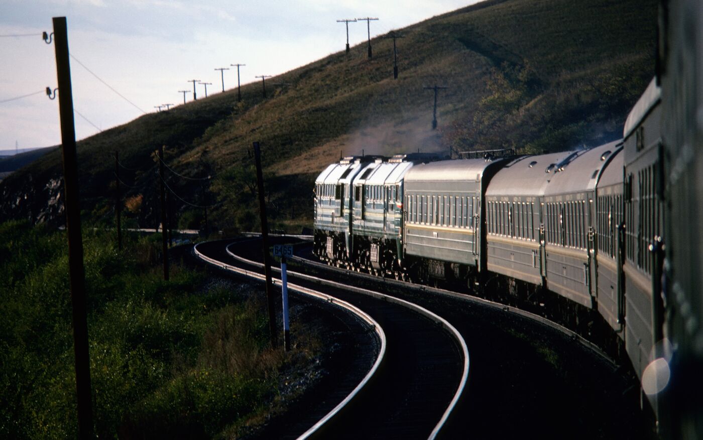 Russia, Trans-siberian Train In Siberia In Evening Light