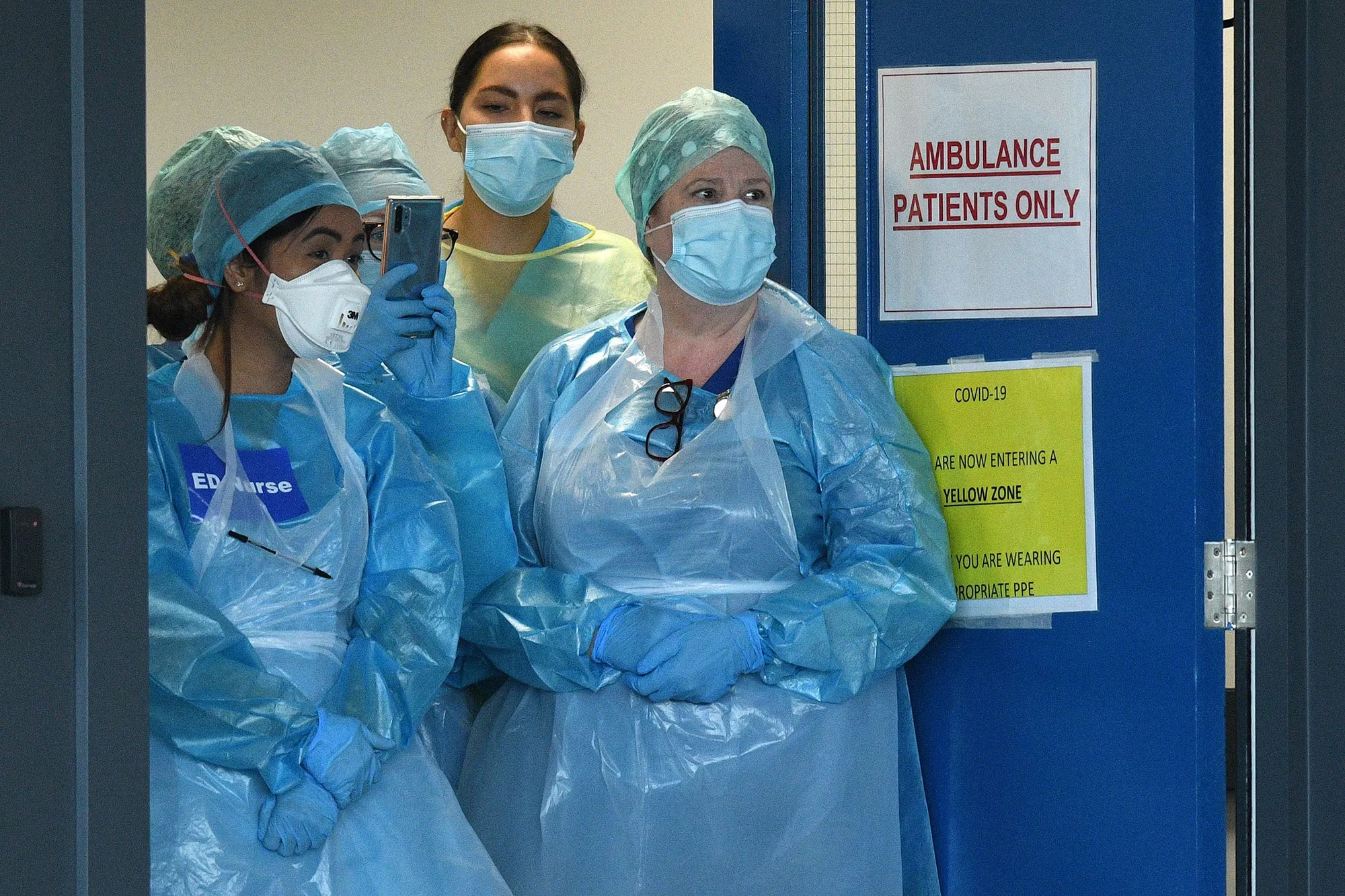 NHS workers wearing PPE in Liverpool.&nbsp;