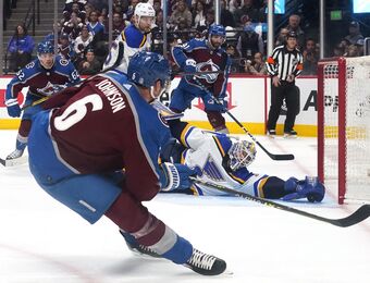 relates to Manson Scores 8:02 Into OT, Avs Beat Blues 3-2 in Game 1