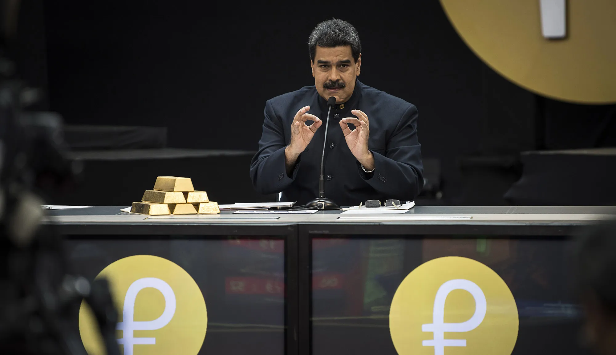 Nicolas Maduro speaks during a news conference on the country's cryptocurrency, known as the Petro, in Caracas.