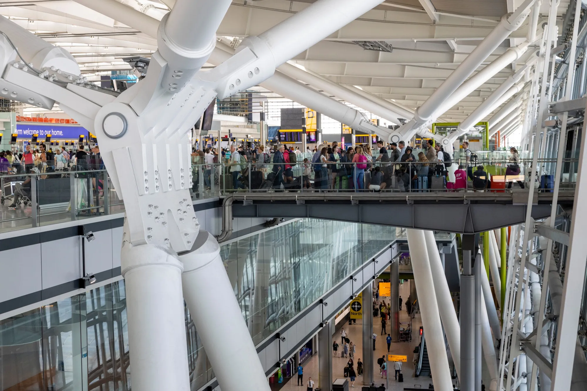 Passengers at the departures hall of Terminal 5 at London Heathrow Airport.