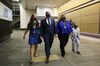 Erin O’Toole and his family arrive at a Conservative Party leadership rally in Ottawa on Aug. 23. Photographer David Kawai/Bloomberg