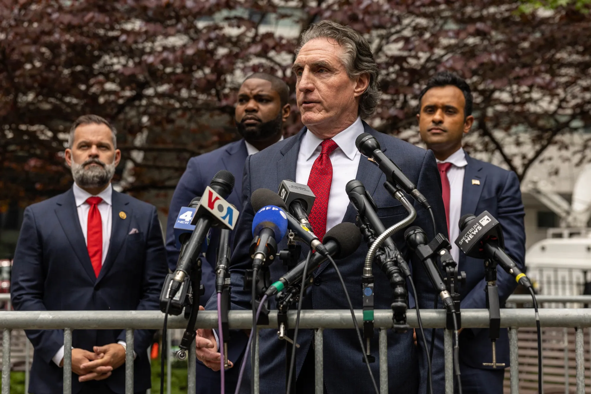 North Dakota Governor Doug Burgum was among the many candidates auditioning for the role of Donald Trump’s running mate to show to support&nbsp;the former&nbsp;president at his&nbsp;New York trial.&nbsp;