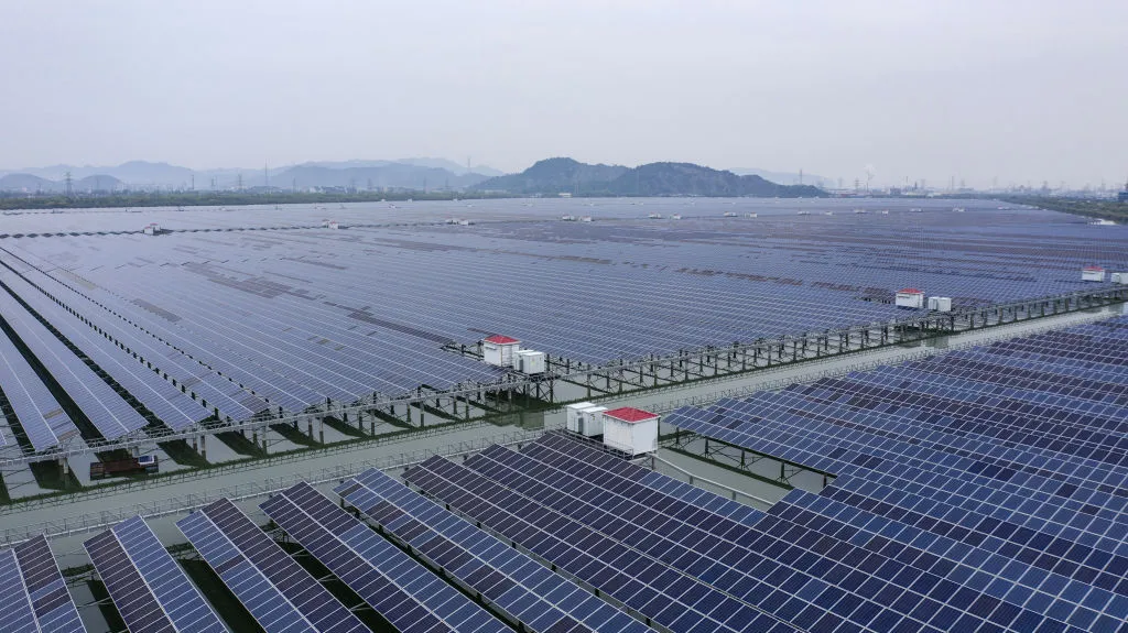 A solar farm in Zhejiang Province.