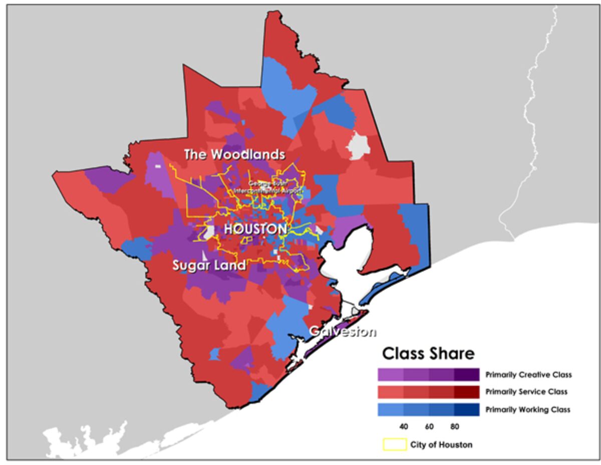 Houston Metro Area Map Class-Divided Cities: Houston Edition - Bloomberg
