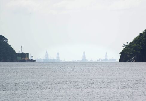 Drillships in the Gulf of Paria.