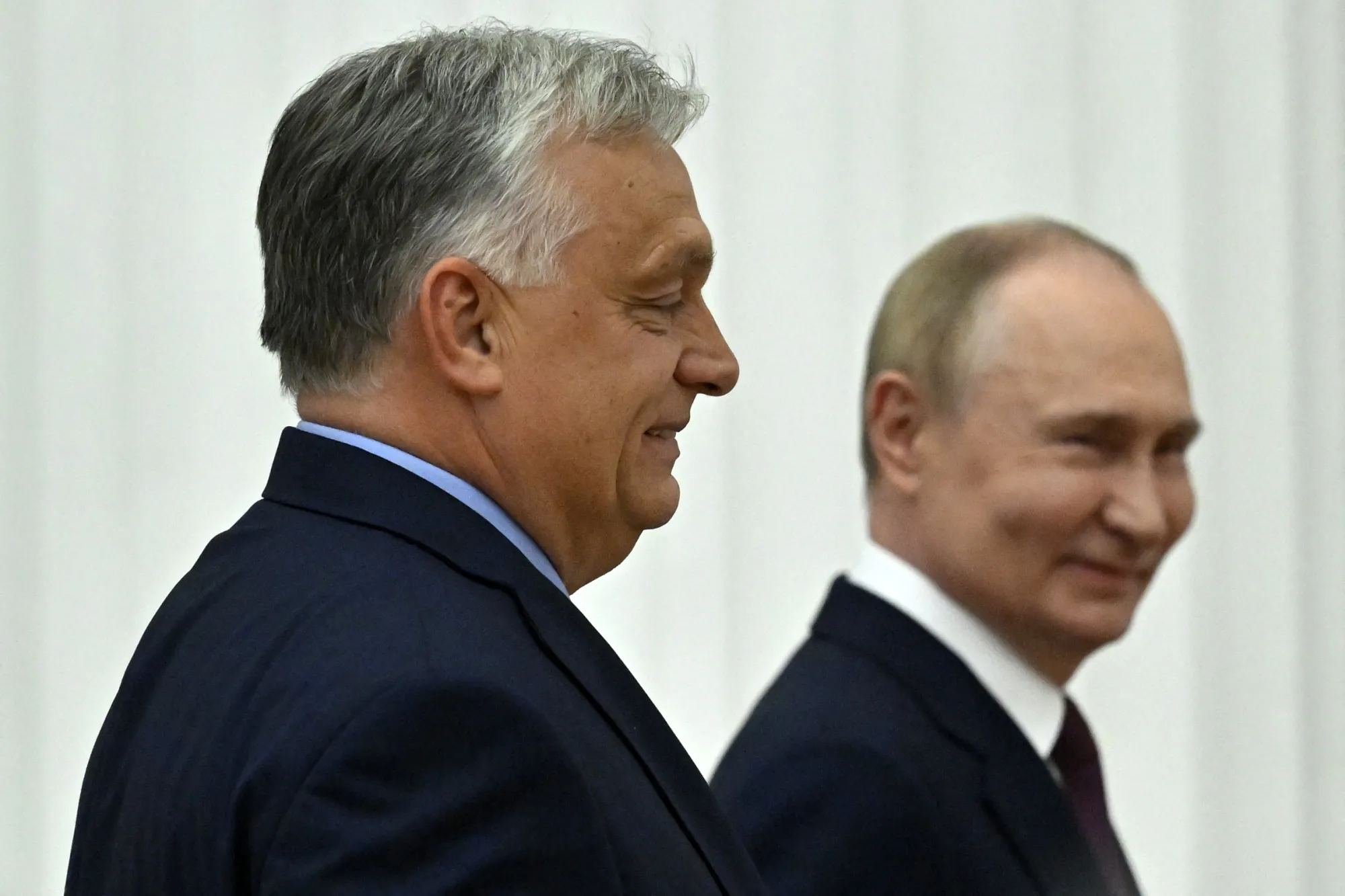 Viktor Orban and Vladimir Putin at the Kremlin in July.