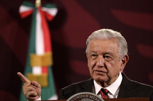 Andrés Manuel López Obrador speaks during a press conference at the National Palace in Mexico City on May 2.