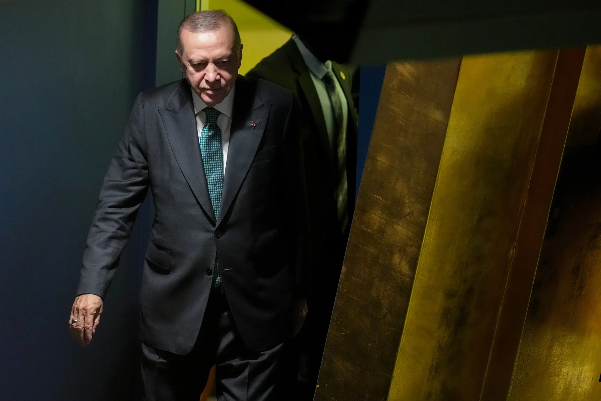 Turkish President Recep Tayyip Erdogan arrives to speak during the United Nations General Assembly in New York, in September.