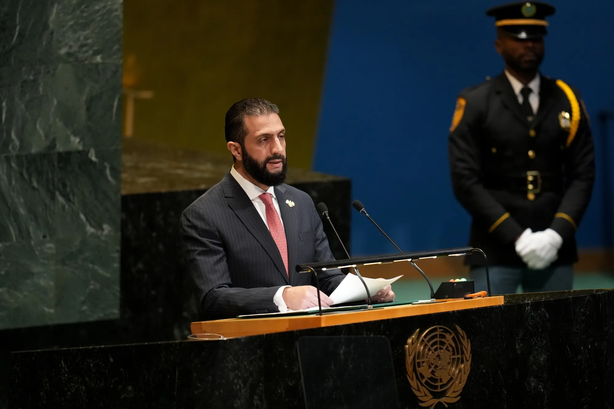 Ahmed Al-Sharaa, Syria’s president, during the United Nations General Assembly (UNGA) in New York, US, on Wednesday, Sept. 24, 2025.