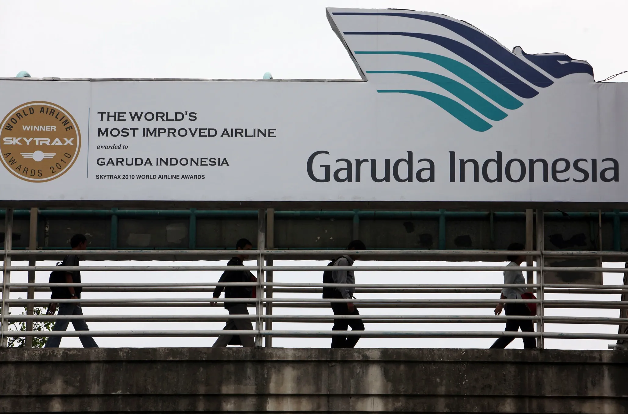 A PT Garuda Indonesia airline advertisement in Jakarta, Indonesia.
