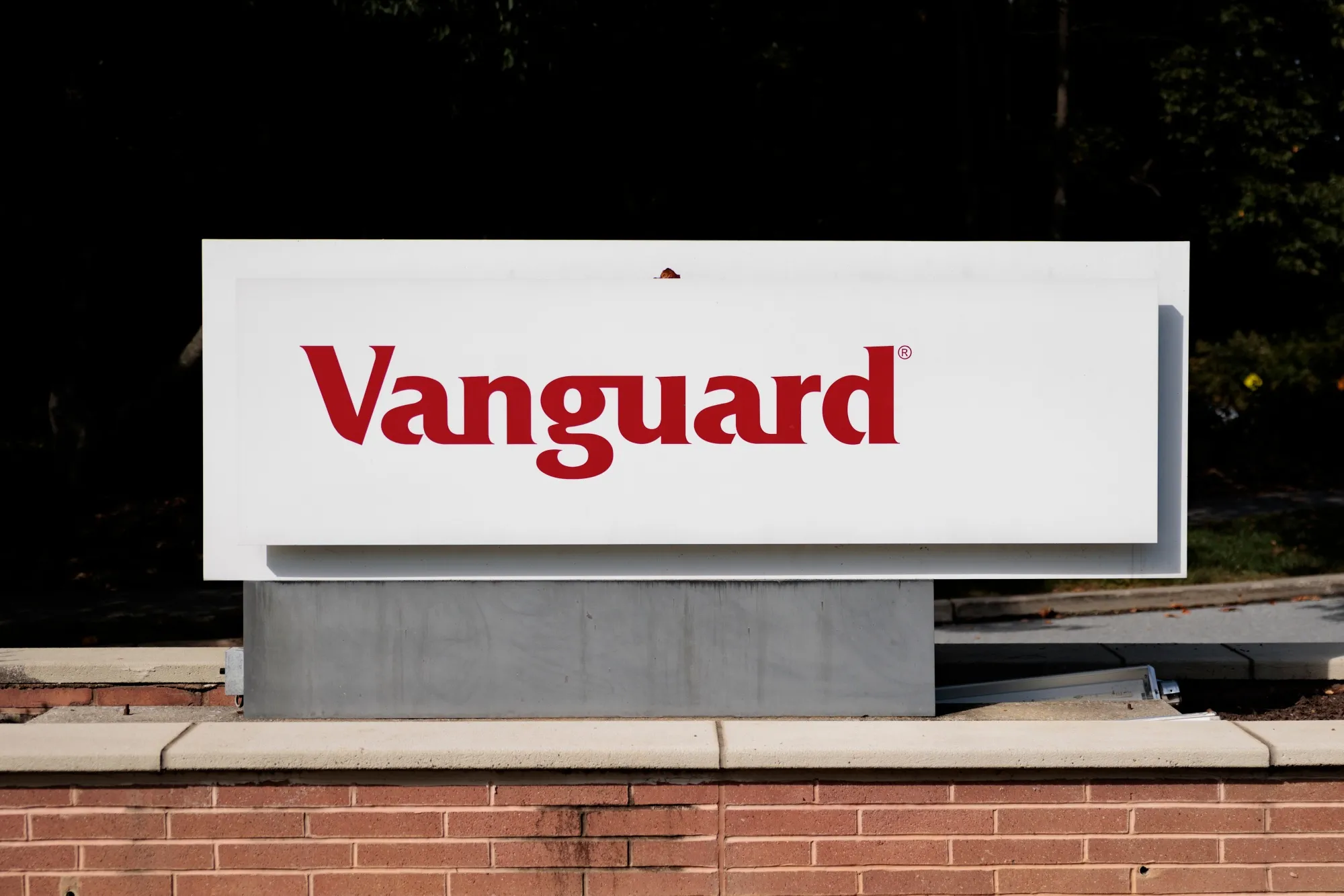 Vanguard signage outside the company's campus in Paoli, Pennsylvania.