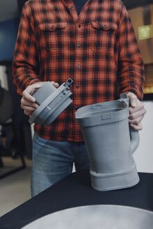 A 3D printed prototype of a blender at SharkNinja headquarters.