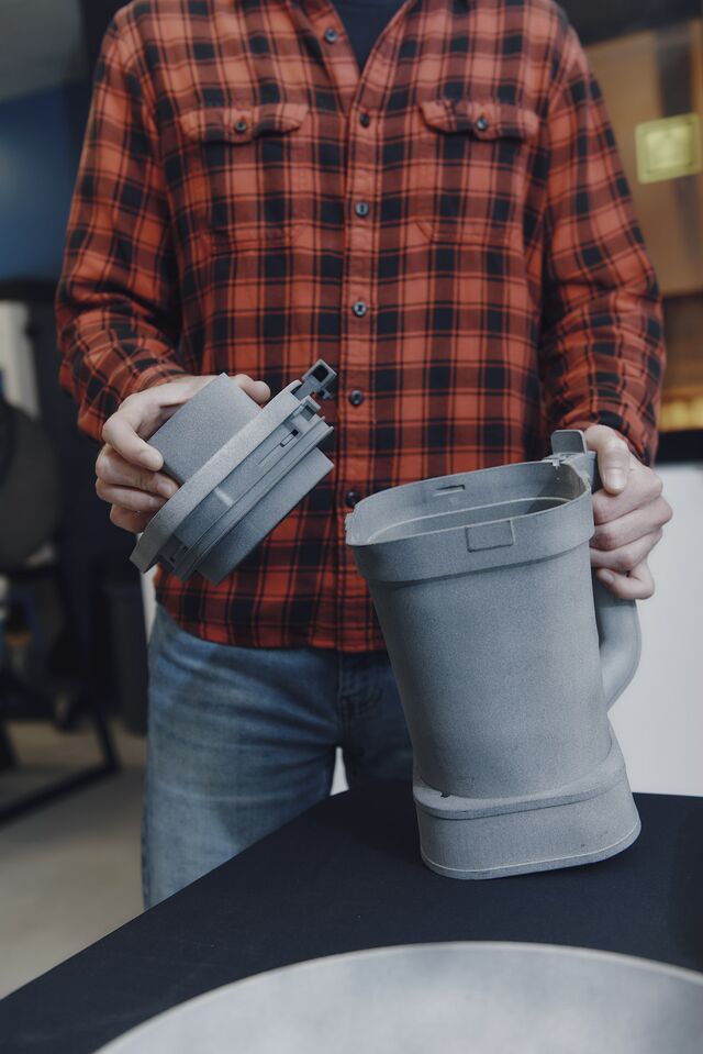 A 3D printed prototype of a blender at SharkNinja headquarters.