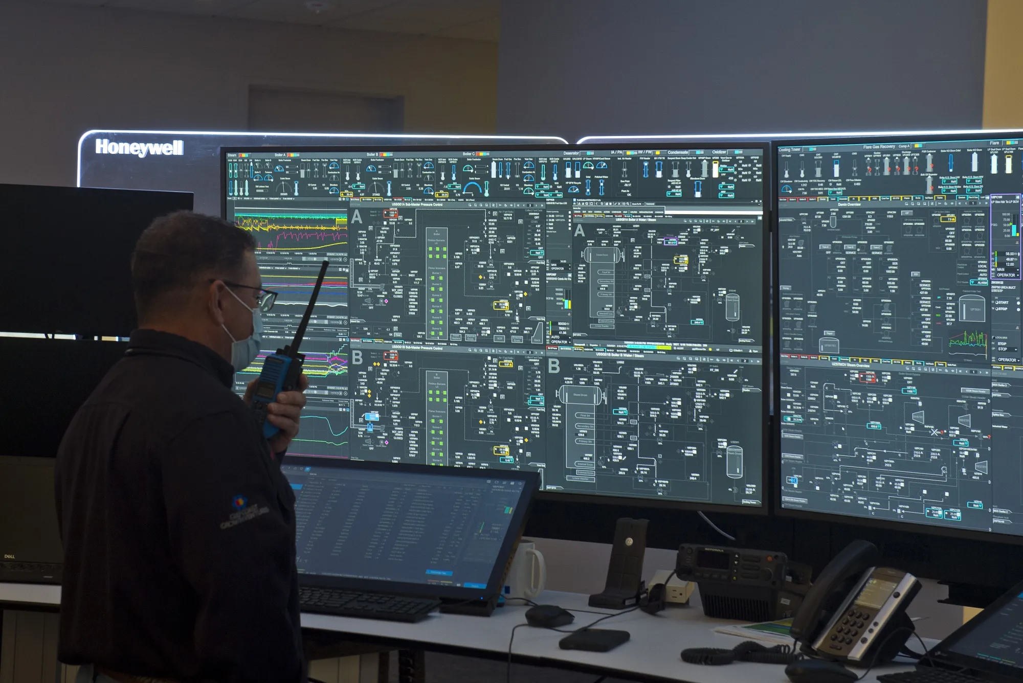 An employee operates the utility plant&nbsp;at a petrochemical complex in Gregory, Texas, U.S.&nbsp;