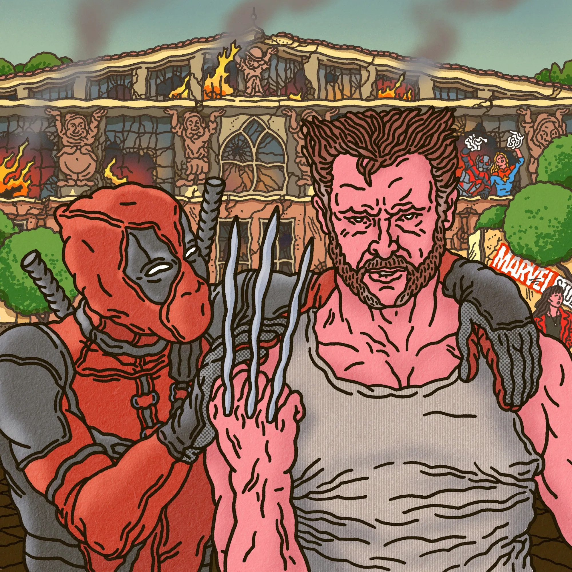 Débardeur Marvel Deadpool & Wolverine - Logo Split, Coupe Classique, Manches Fines