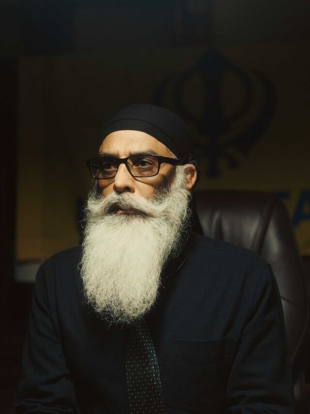 Heand and shoulders portrait of Gurpatwant Singh Pannun.