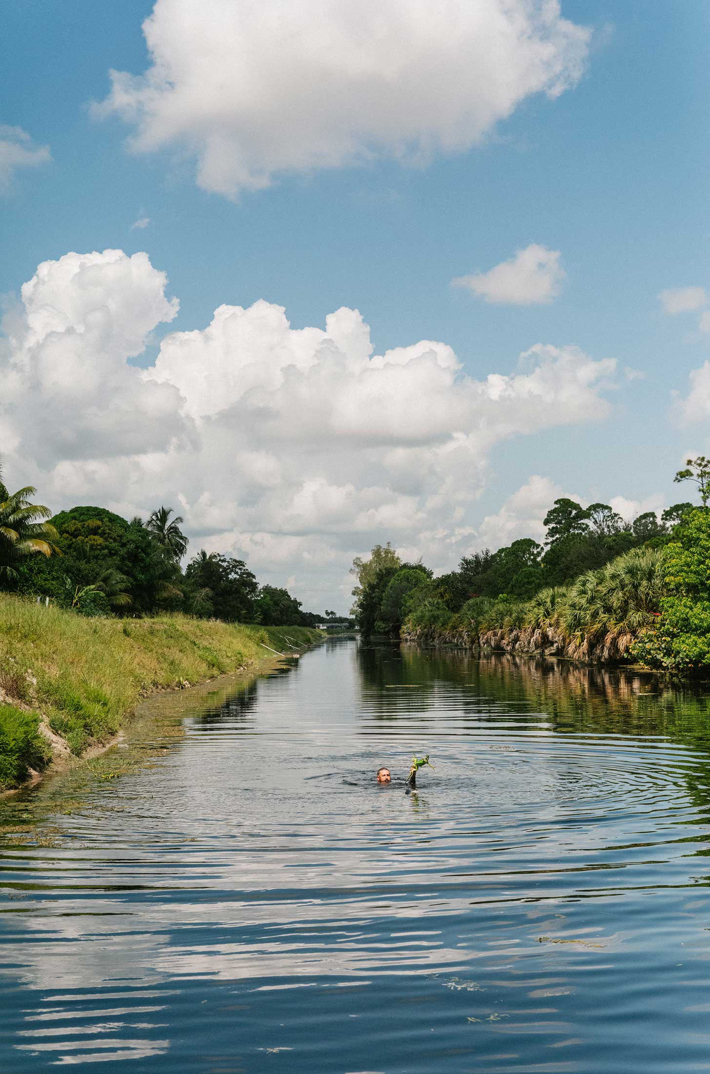 Hunting for iguanas in Florida.
