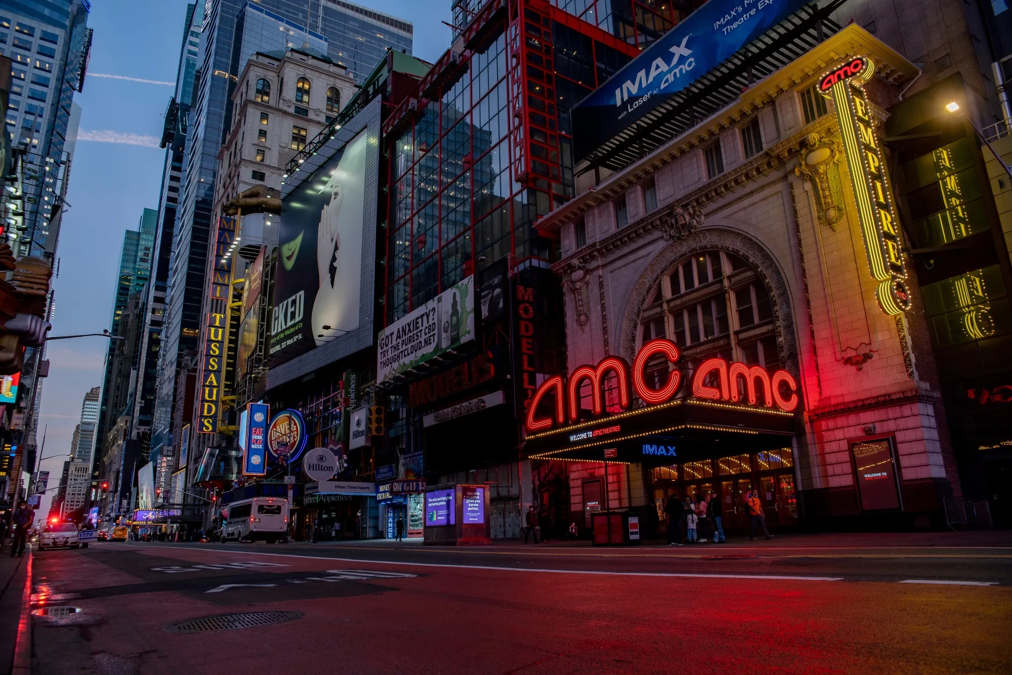 An AMC movie theater in the Times Square neighborhood of New York.&nbsp;
