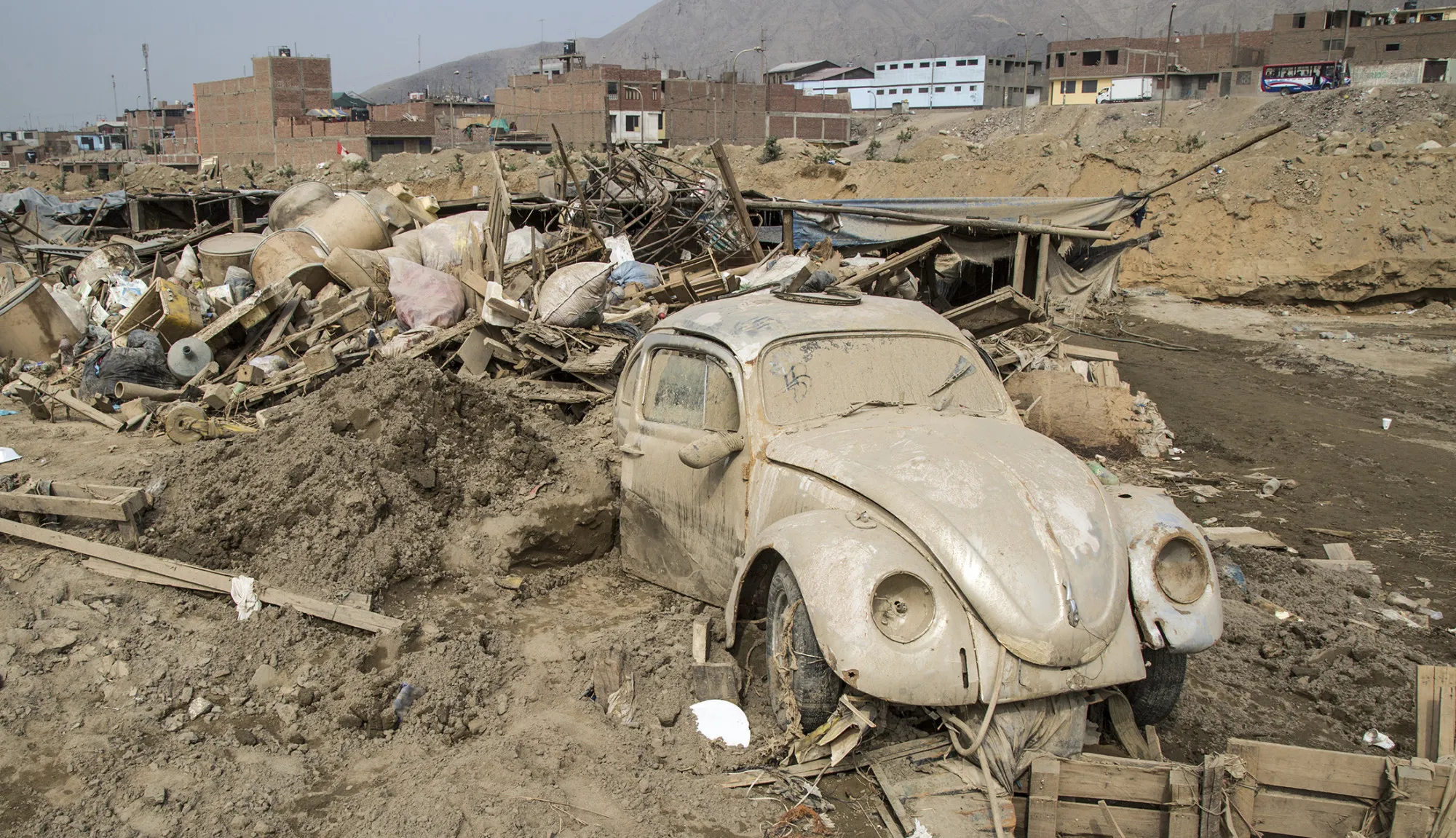 Damage after several rainstorms hit the Peruvian territory causing massive flash floods on March 24, 2017 in Lima.

