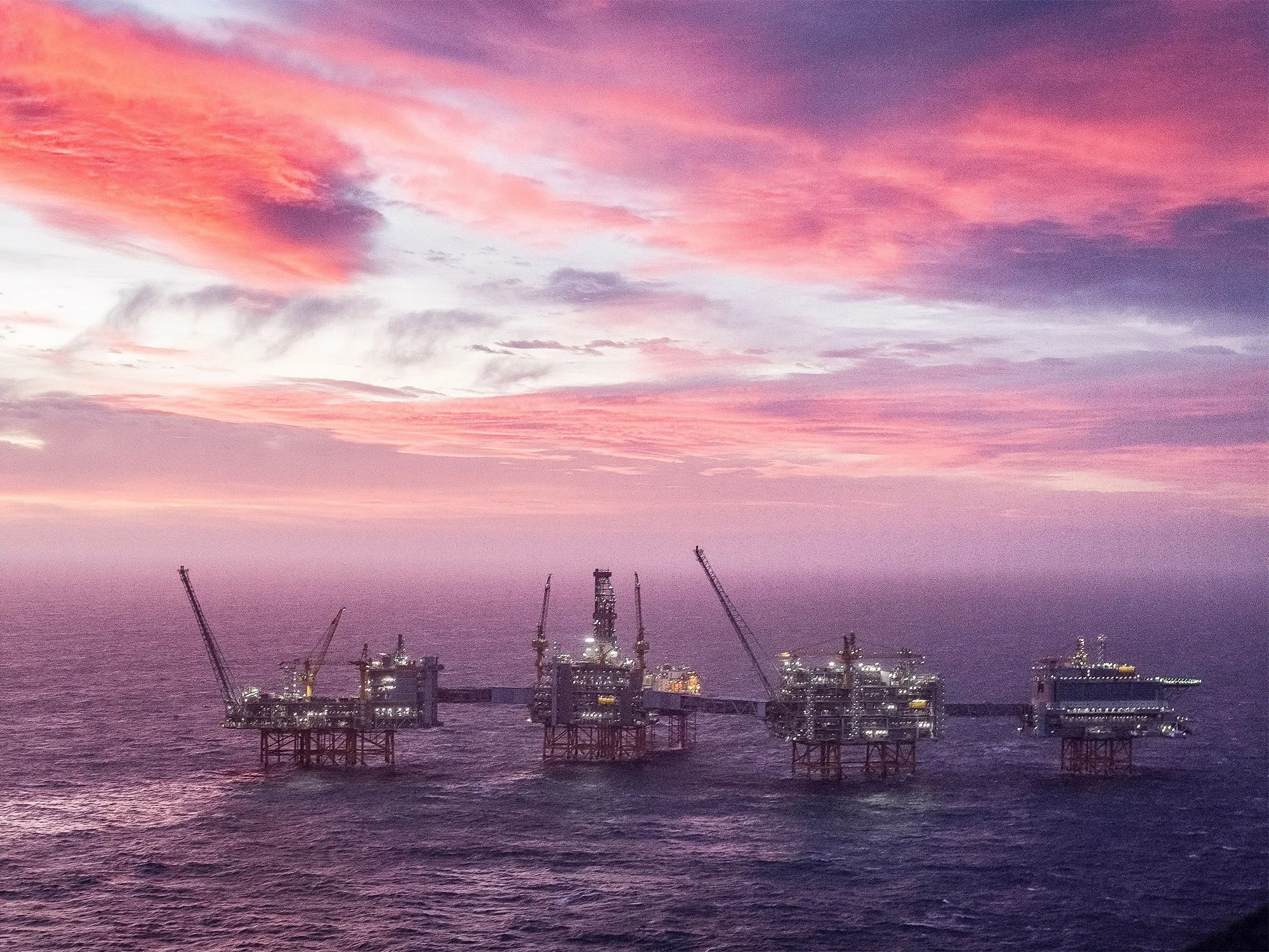 The Johan Sverdrup oil field in the North Sea west of Stavanger, Norway.