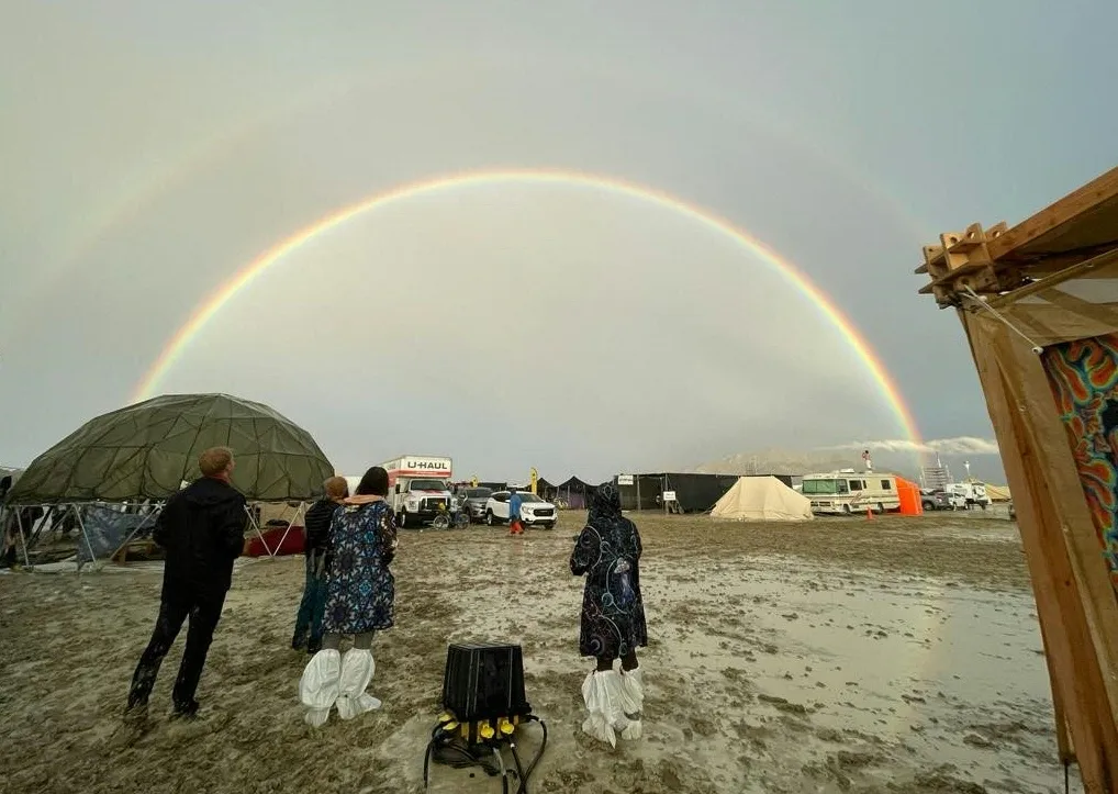 A double rainbow over the Burning Man festival site &nbsp;on Sept.&nbsp;1.