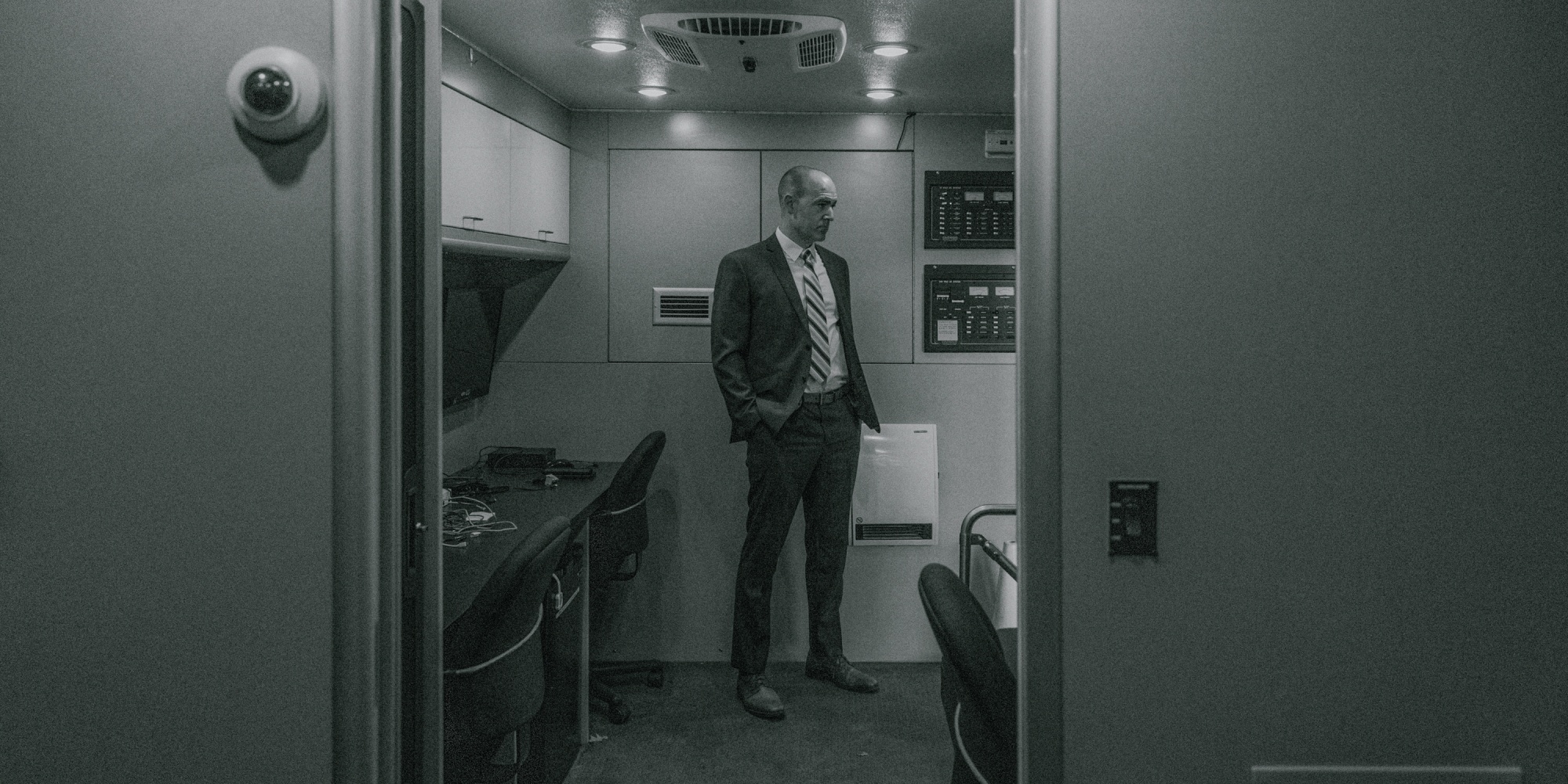ICAC David Frattare inside the undercover investigations truck at the Ohio’s Internet Crimes Against Children office in Cleveland, Ohio, on Friday, March 6, 2026. (Madeleine Hordinski/Bloomberg News) Photographer: Madeleine Hordinski/Bloomberg