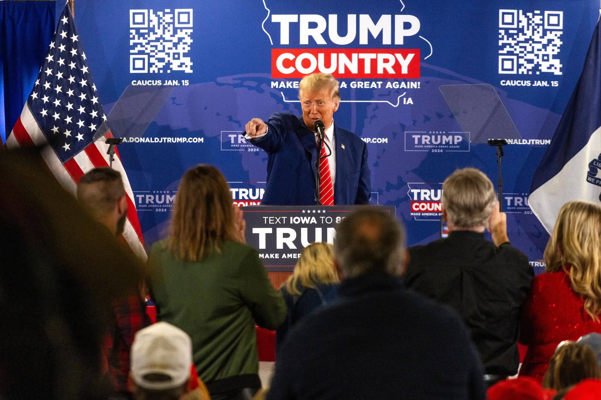Former President Donald Trump at a campaign rally Saturday in Newton, Iowa.