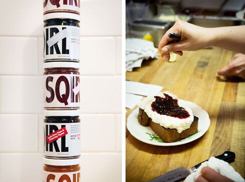 From nectarine-peach to strawberry-rose geranium, Jessica Koslow’s jams are rightly famous. Her fresh, laid-back cooking style includes simple dishes like this thickly cut toast with fresh cheese and the signature jam.