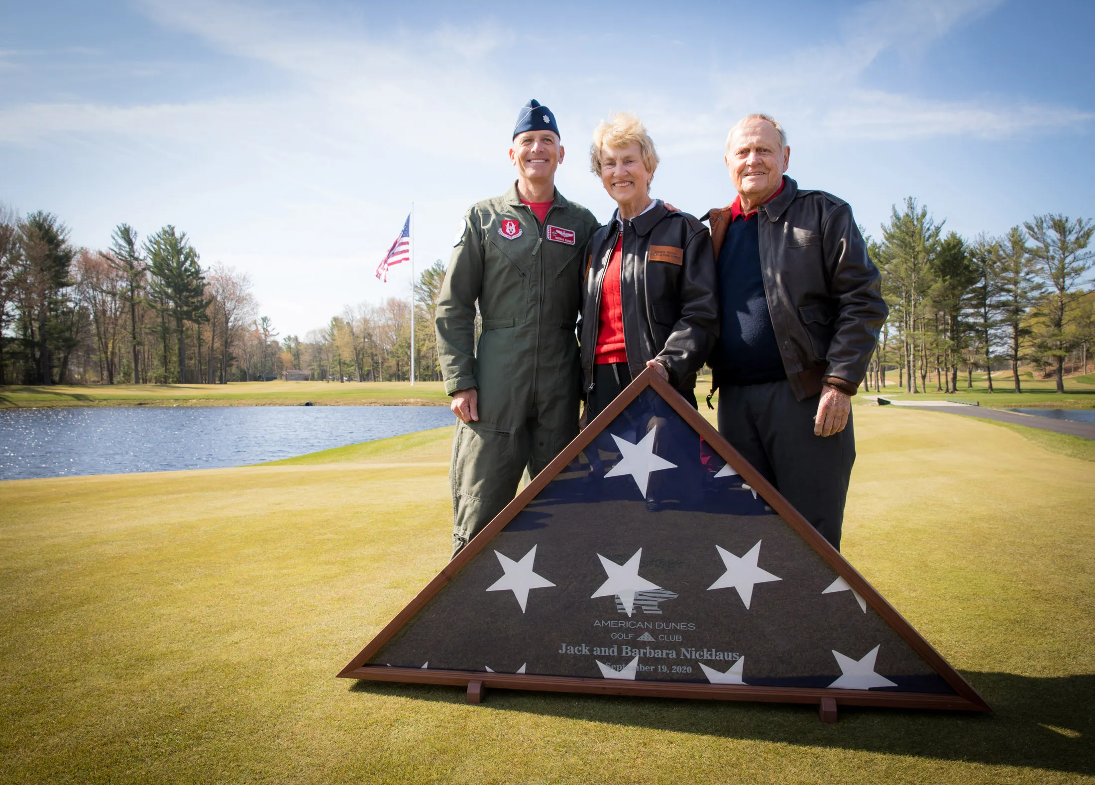 Lt. Col. Dan Rooney with Barbara and Jack Nicklaus at the opening of American Dunes golf course.&nbsp;
