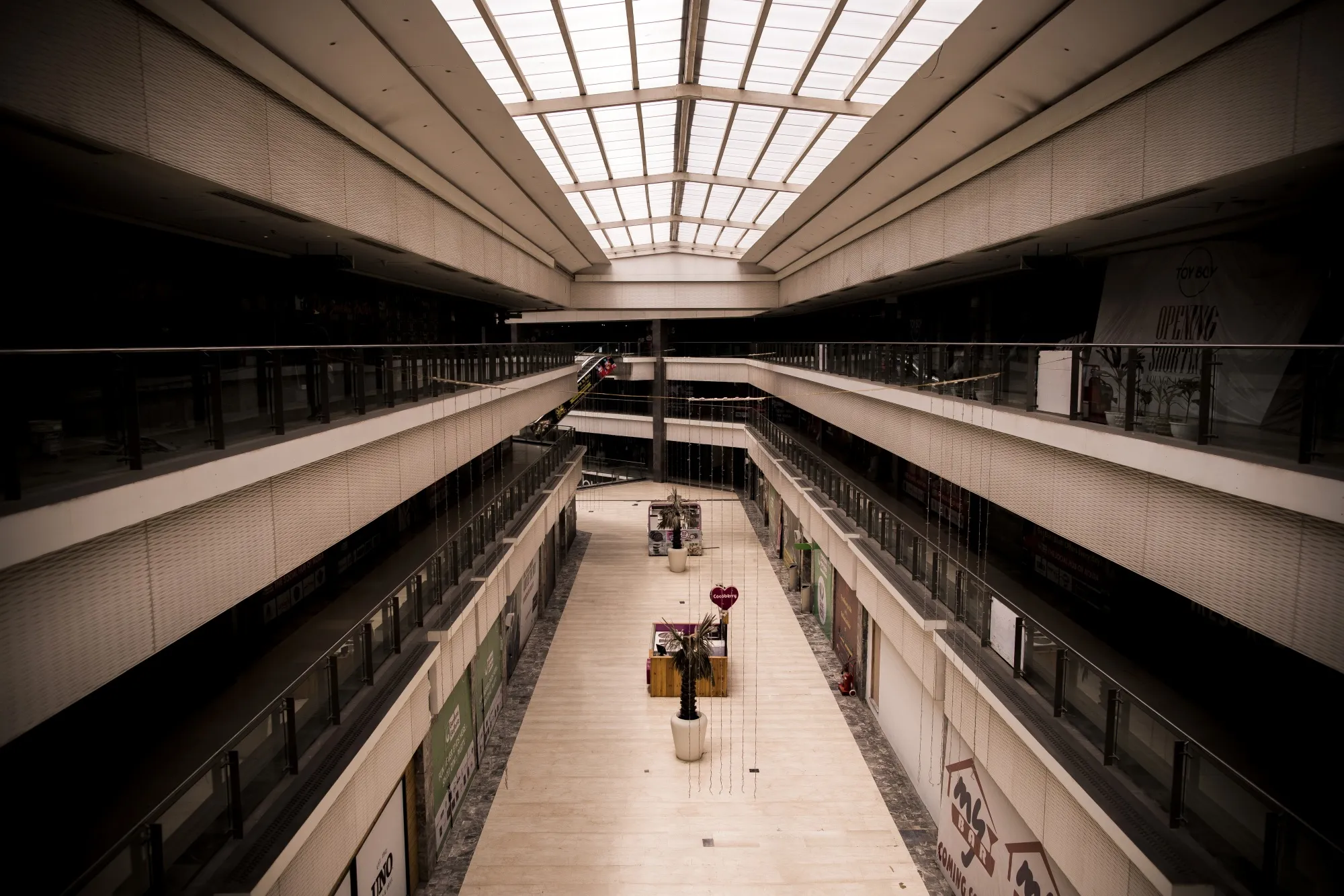 A shopping mall is deserted during lockdown restrictions in Noida, Uttar Pradesh, earlier in May.