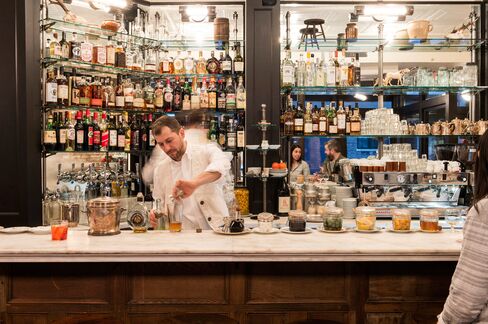 The bar at Via Carota in the West Village.