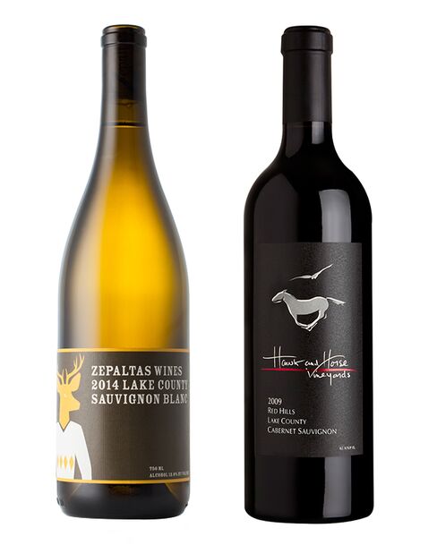 From left: Zepaltas Sauvignon Blanc; Hawk and Horse Cabernet