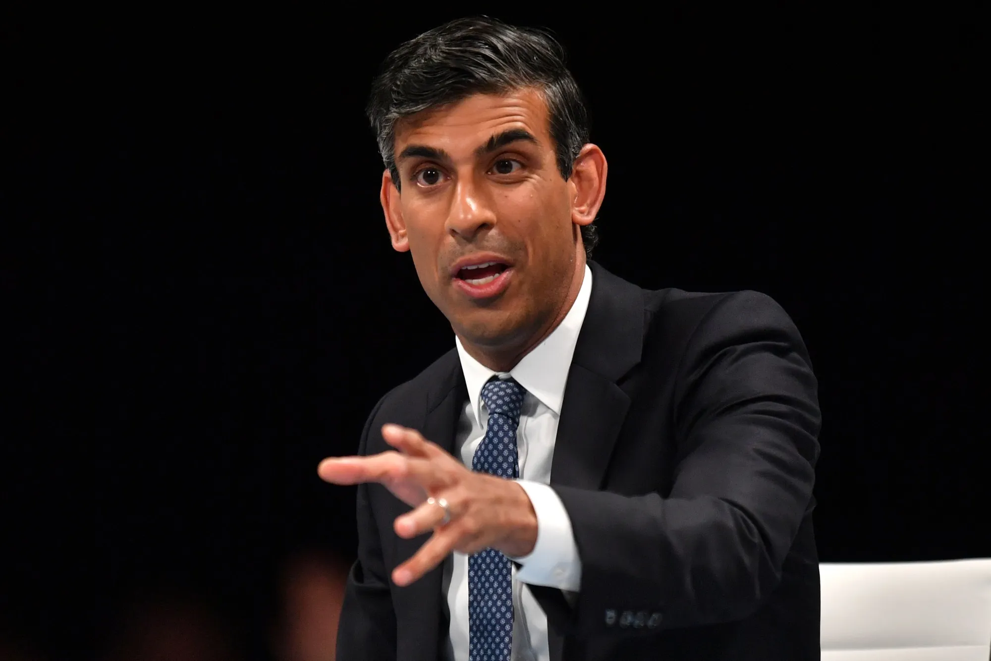 Rishi Sunak&nbsp;answers questions from party members in the audience during the first Conservative Party leadership hustings in Leeds, UK, on&nbsp;July 28.&nbsp;