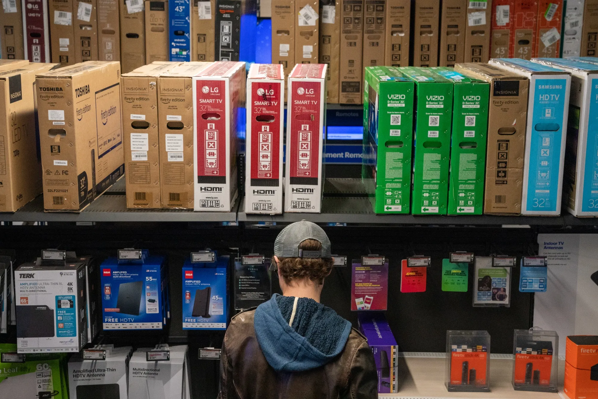 A shopper at a Best Buy store&nbsp;in New York.