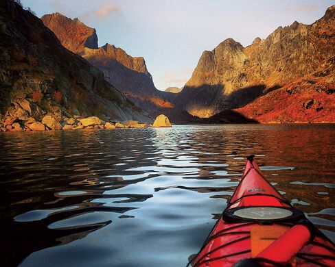 Kayaking in the Norwegian Sea.