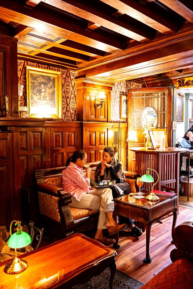 The interior of the Tabard Inn lounge.
