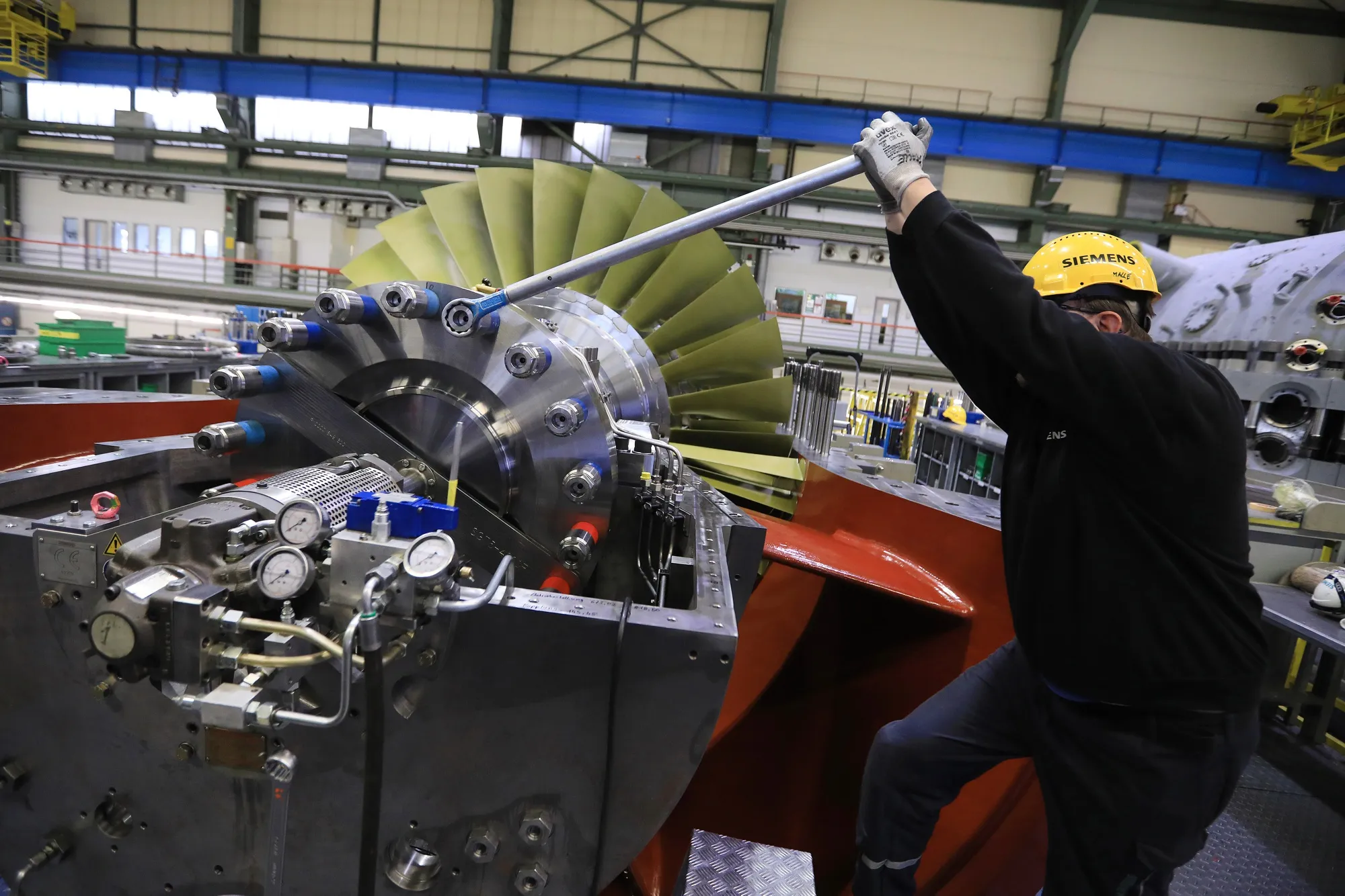 A Siemens gas turbine factory in Berlin.