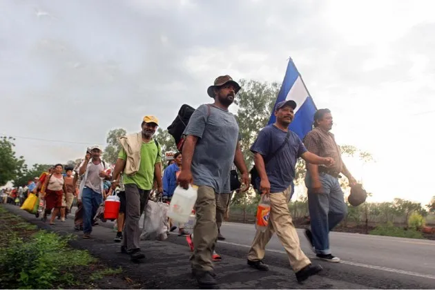 Peasants in Leon, Nicaragua, march in 2007 to denounce the use of harmful pesticides at banana plantations