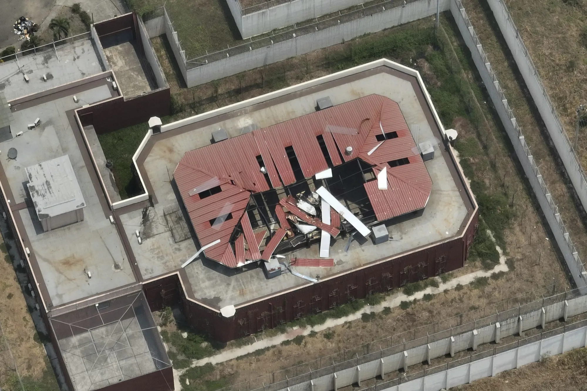 The damaged roof of La Roca maximum security prison in Guayaquil, Ecuador, on September 5.