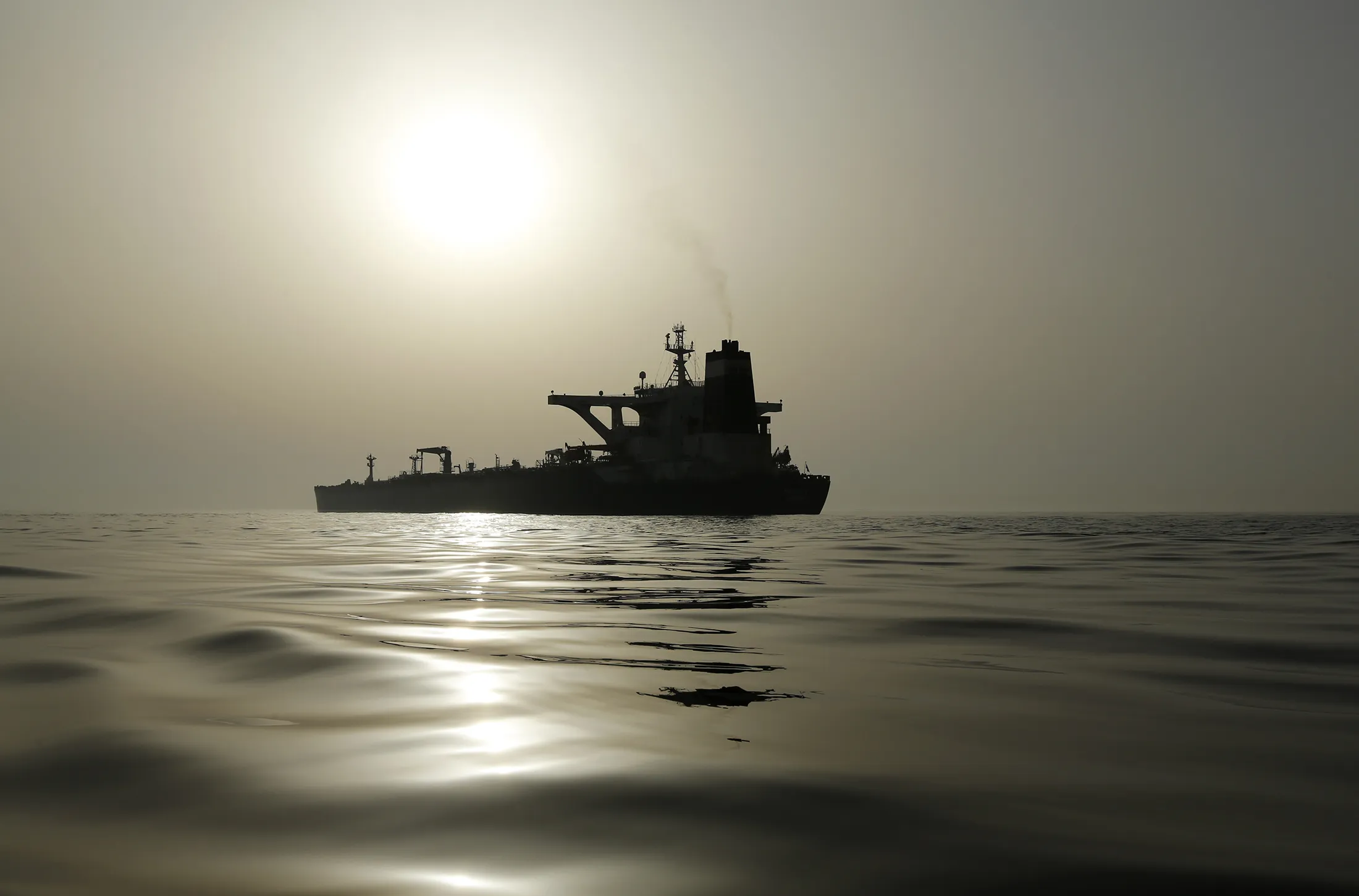 An Iranian crude oil tanker anchored off the coast of Gibraltar in 2019.