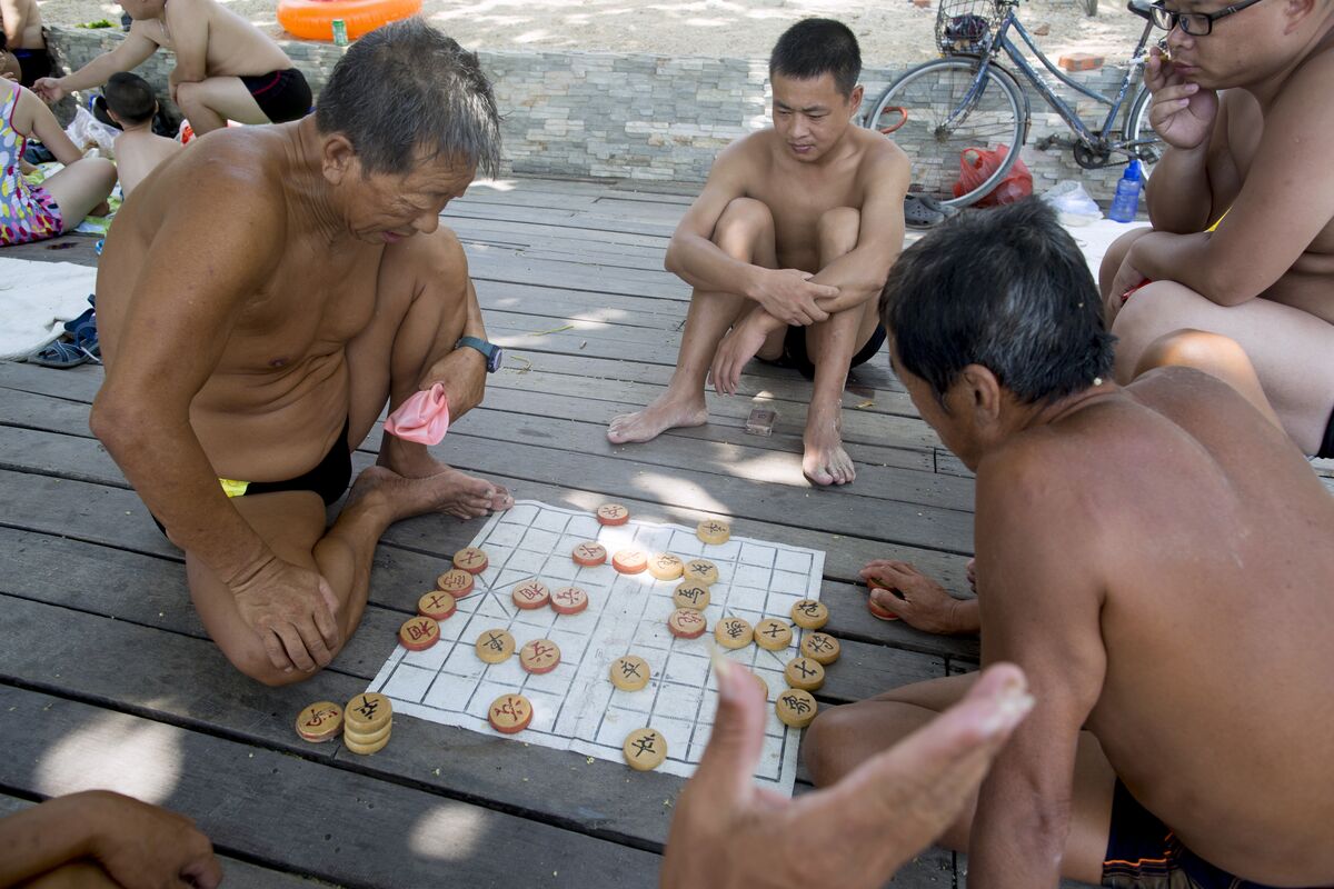 Filipino Elderly Men Play Chess Next Editorial Stock Photo - Stock Image