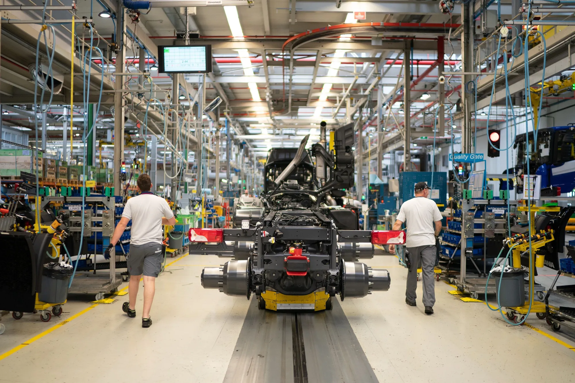 An exhaust system on the assembly line in Zwolle, Netherlands.