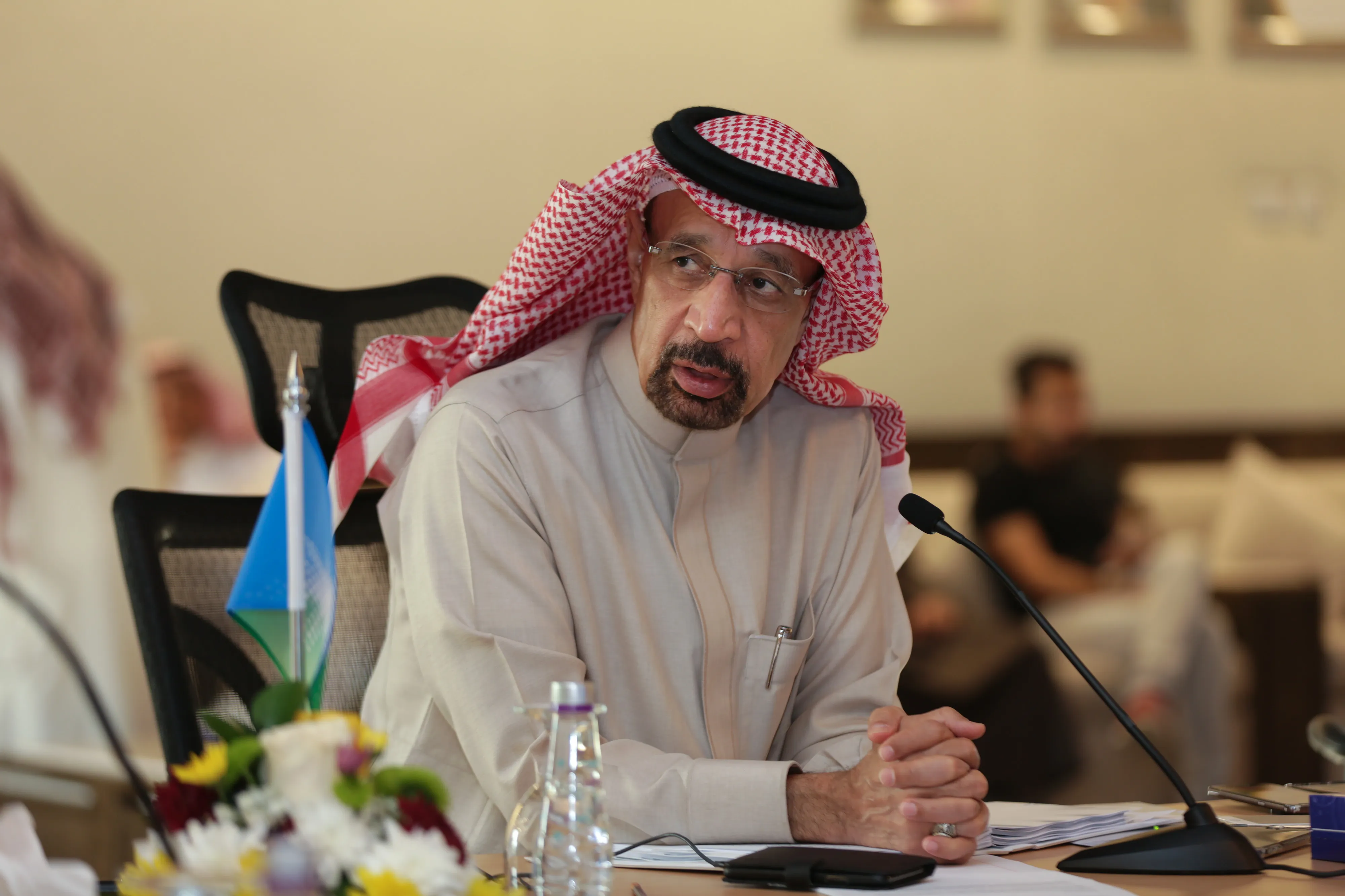 Khalid Al-Falih&nbsp;during a visit to the construction site of the King Salman International Maritime complex in Ras Al-Khair, Saudi Arabia.