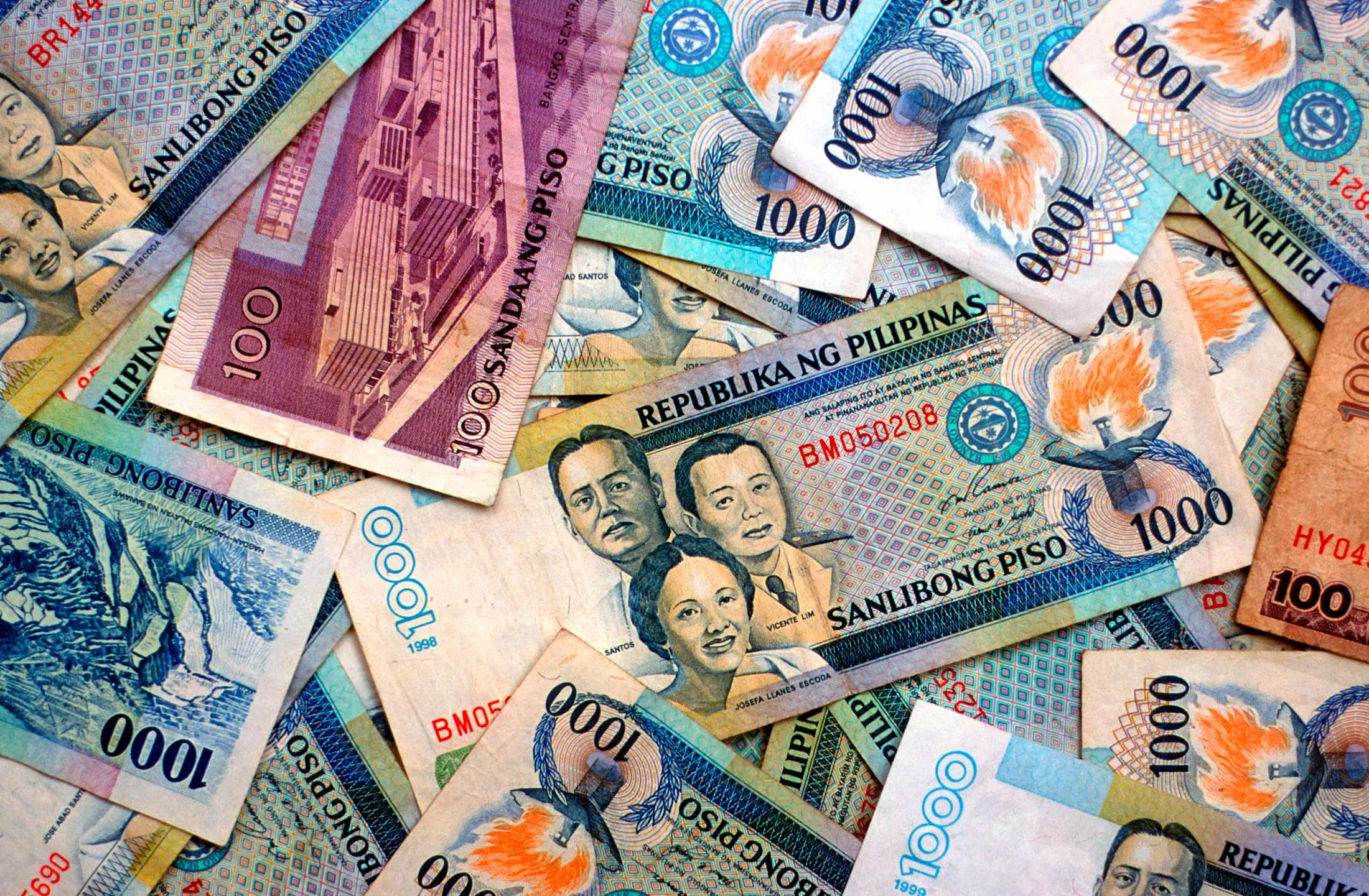 Philippine Peso currency notes.