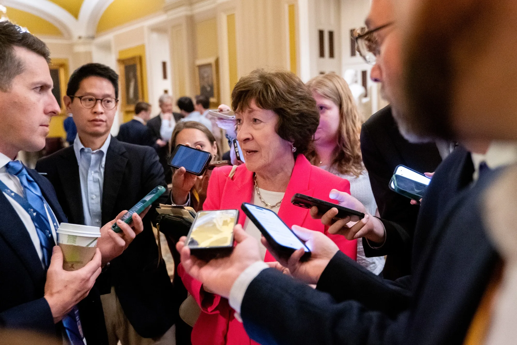Senator Susan Collins speaks to members of the media in Washington, DC, on June 4.
