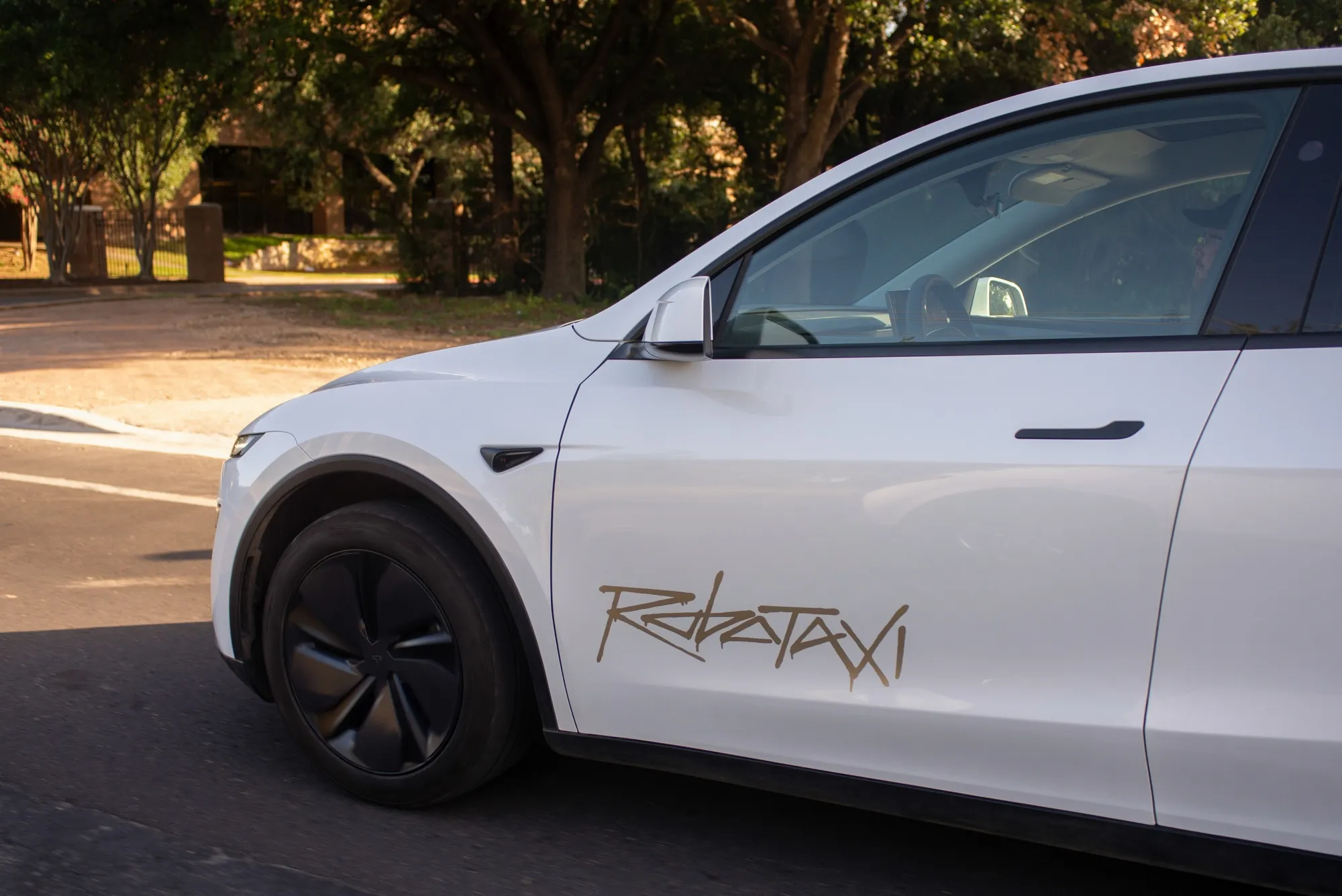 A Tesla Inc. robotaxi&nbsp;in Austin in June.