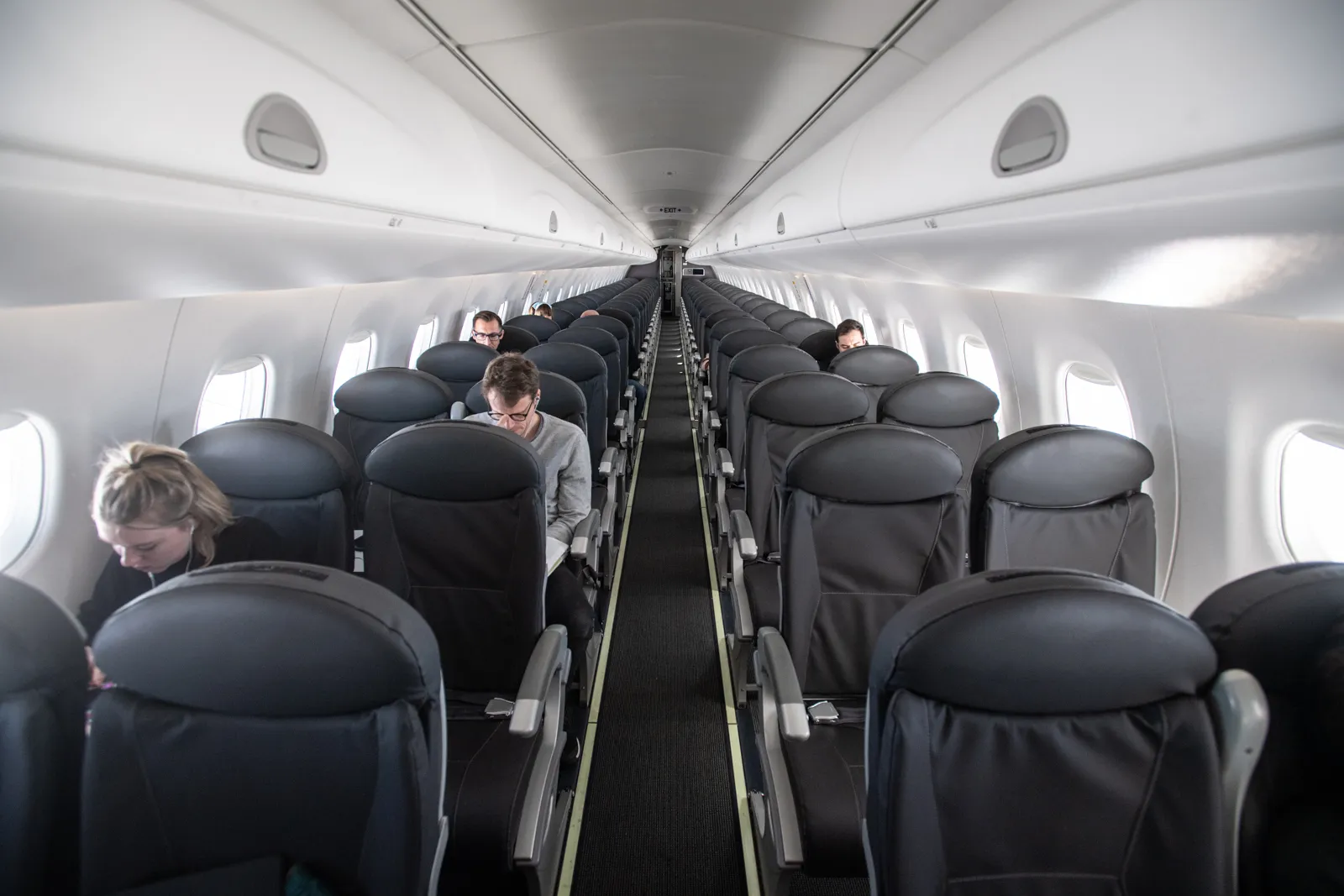 A mostly&nbsp;empty British Airways passenger plane en route from Milan to London on March 5, 2020.&nbsp;