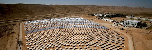 Mirrors point to the sky at a solar energy development centre in Rotem industrial park, June 12, 2008 near the southern Israeli town of Dimona 