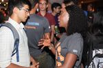 Rohan Doshi, a senior at Princeton, chats with Lade Ayediran of Goldman Sachs university relations for engineering. Photographer: Amanda Gordon/Bloomberg
